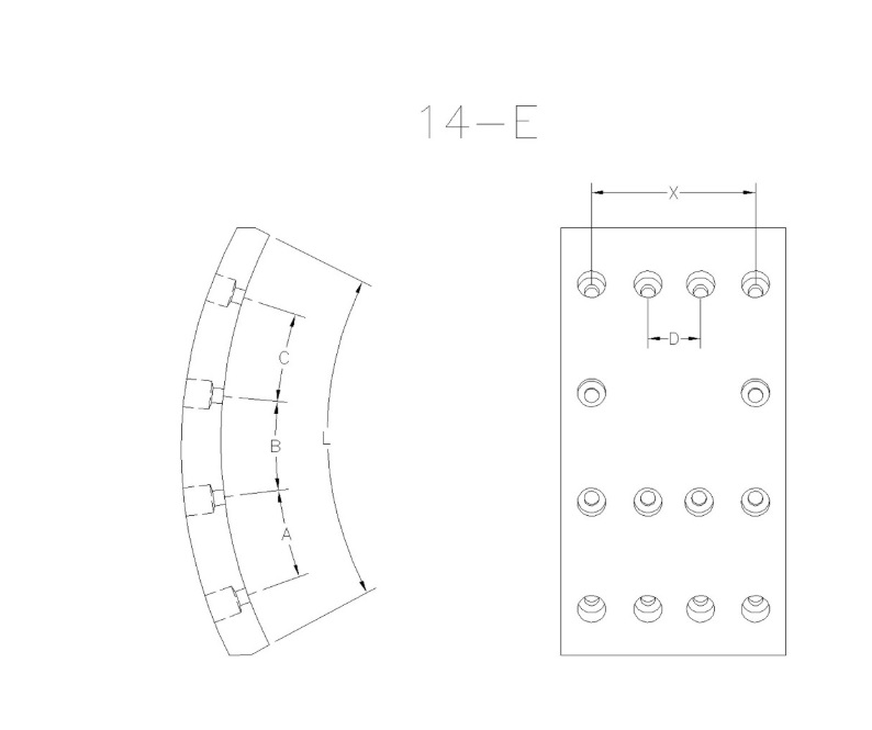 [FD/84-XX] LINEA PESADA - CINTA FRENO SERVICIO PESADO - FRAS-LE - FORD CARGO 1416-1617-F14000 TRAERA 14 AGUJEROS ANCHO 177.80MM BENDIX