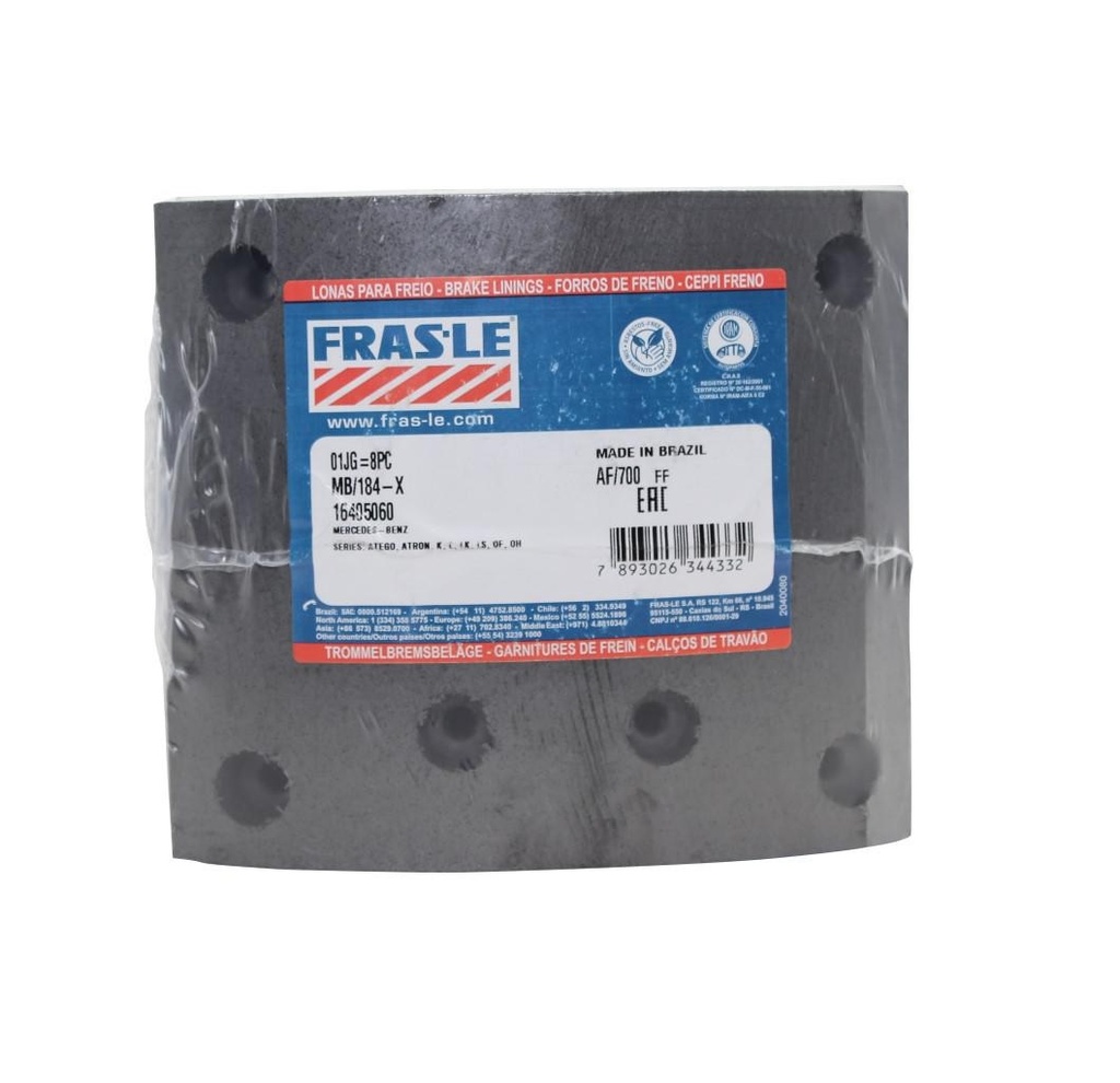 [MB/184-RA-XX] LINEA PESADA - CINTA FRENO SERVICIO PESADO - FRAS-LE - M.BENZ 1620-1634-1938-1315 D/T - ATEGO DELANTERA ANCHO 162.50MM