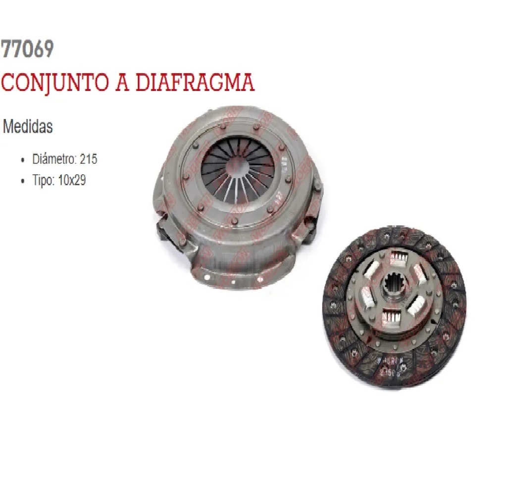 [WC69/64-77069] LINEA LIVIANA - KIT EMBRAGUE - WOBRON - PEUGEOT 504/505 215MM NAFTA CONJUNTO EMBRAGUE S/CRAPODINA