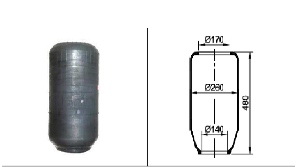 [2019-TC260-170-480] [2019-TC260-170-480] LINEA PESADA - FUELLES Y PULMONES SUSPENSION - NEUMACARG - FUELLE SUSPENSION MALDONADO (31-170-140-480)