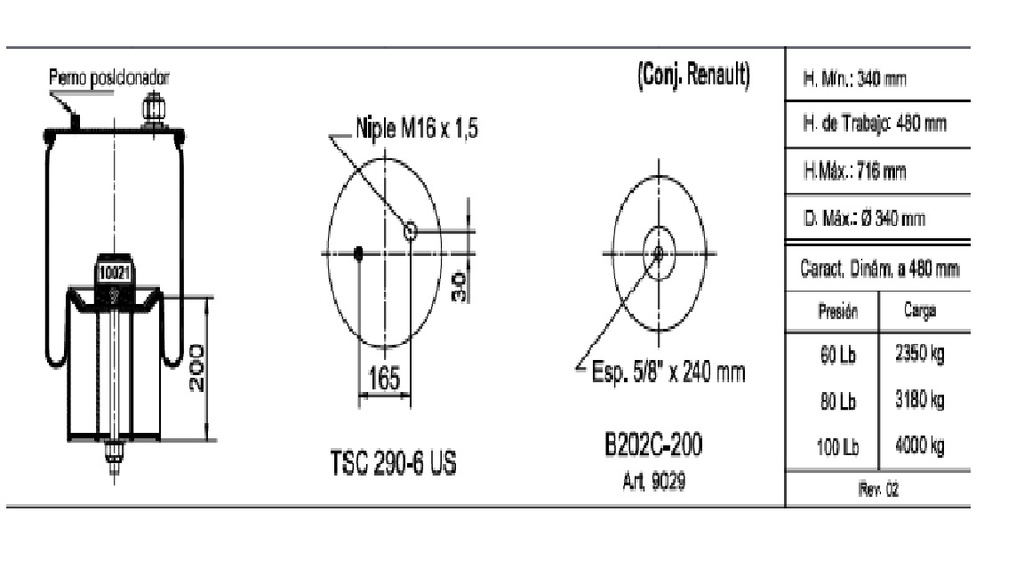 [2027-4] [2027-4] LINEA PESADA - FUELLES Y PULMONES SUSPENSION - NEUMACARG - FUELLE SELLADO TC280-565 USR TIPO 4 // CONJUNTO RENAULT